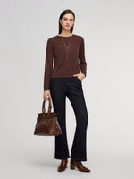 Cashmere Mulberry Silk Lyocell Blend Crew Neck Women Knit Top GOELIA
