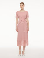 Tencel Blend Tie Front Knit Top And Crocheted Column Skirt Two-Piece Set GOELIA