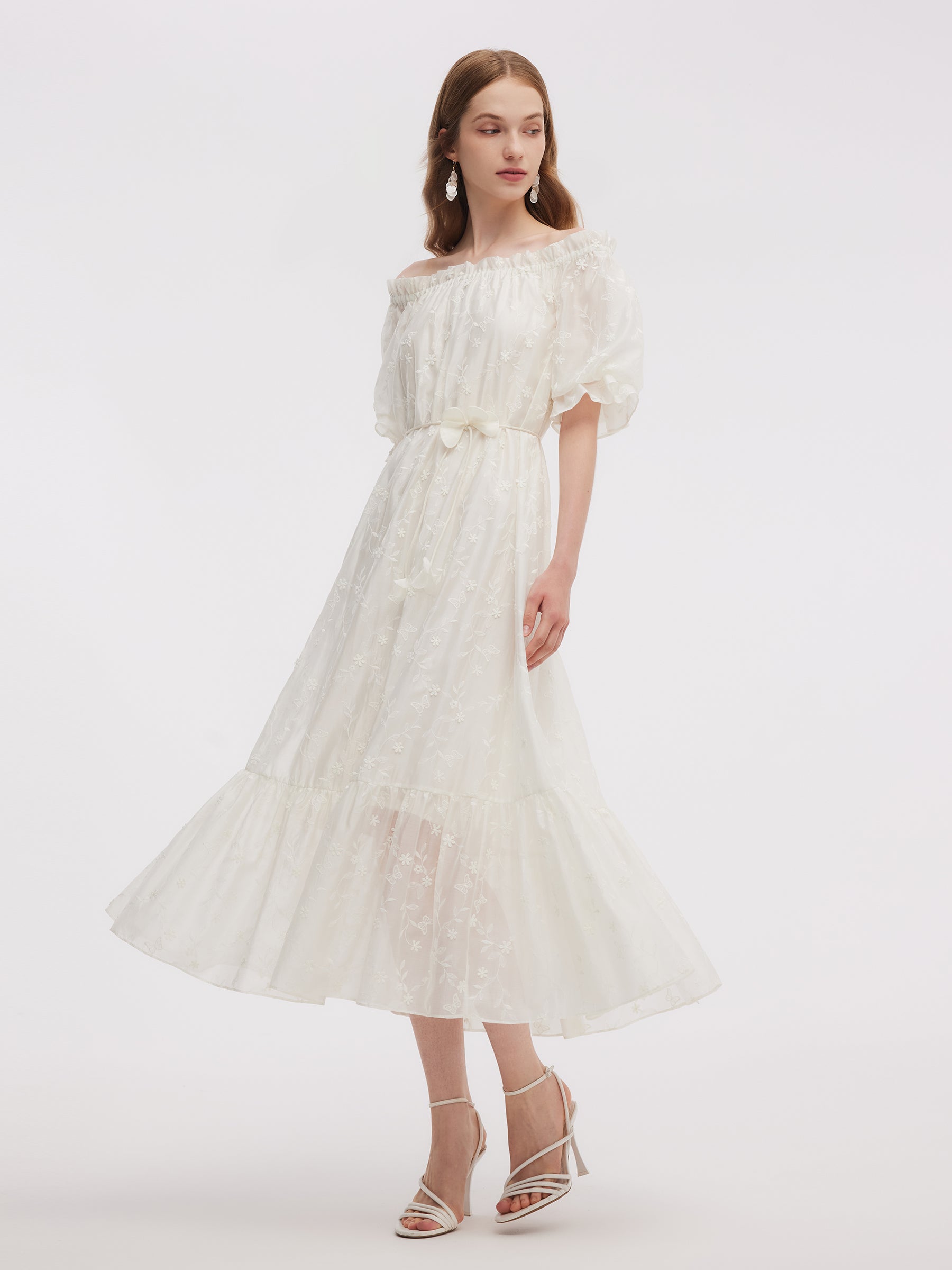 Tencel Blend Embroidered Women Maxi Dress GOELIA