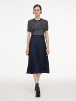 Lyocell Blend Vest And Stripe Patchwork Maxi Dress Two-Piece Set GOELIA