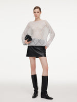 Lyocell Wool Cashmere Blend Sequins Women Open-Knit Sweater GOELIA