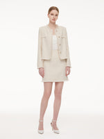 Wool Blend Tweed Fringe Trim Women Jacket GOELIA