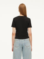 Cotton Side Twist Women T-Shirt With Detachable Beaded Chain GOELIA