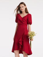 V-Neck Ruffle Cotton Midi Dress GOELIA