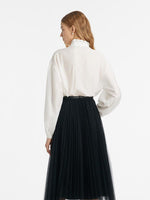 Diacetate Ruffle Collar Women Shirt GOELIA