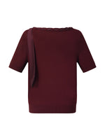 [Preview] Lyocell Blend Ribbon Neck Women Knit Top GOELIA