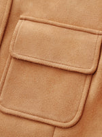 Faux Suede Round Neck Women Jacket GOELIA