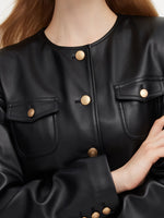PU Leather Women Cropped Jacket GOELIA
