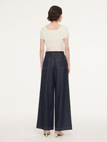 100% Cotton Denim Straight Wide Leg Women Jeans GOELIA