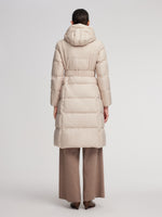 Windproof Hooded Goose Down Coat With Belt GOELIA