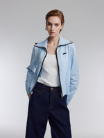 [Preview] Lyocell Wool Blend Contrast Trim Women Zip-Up Cardigan GOELIA