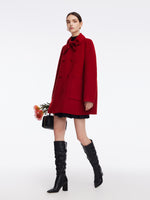 Tencel Wool Blend Double-Faced Women Coat With Detachable Collar GOELIA