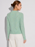 Melange Green Single Breasted Women Cardigan GOELIA