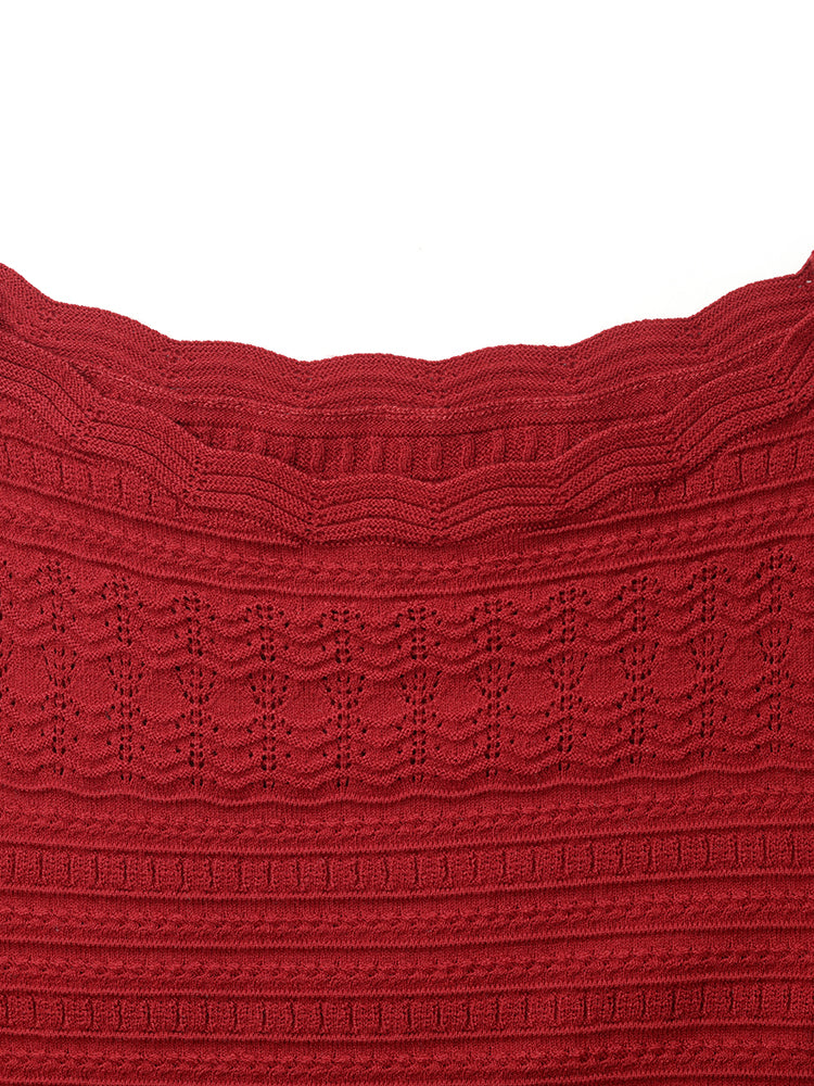 Tencel Wool Blend Wave Cut Collar Women Sweater GOELIA
