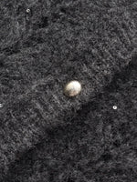 Alpaca Wool Blend Frayed Edges Women Open-Knit Cardigan GOELIA
