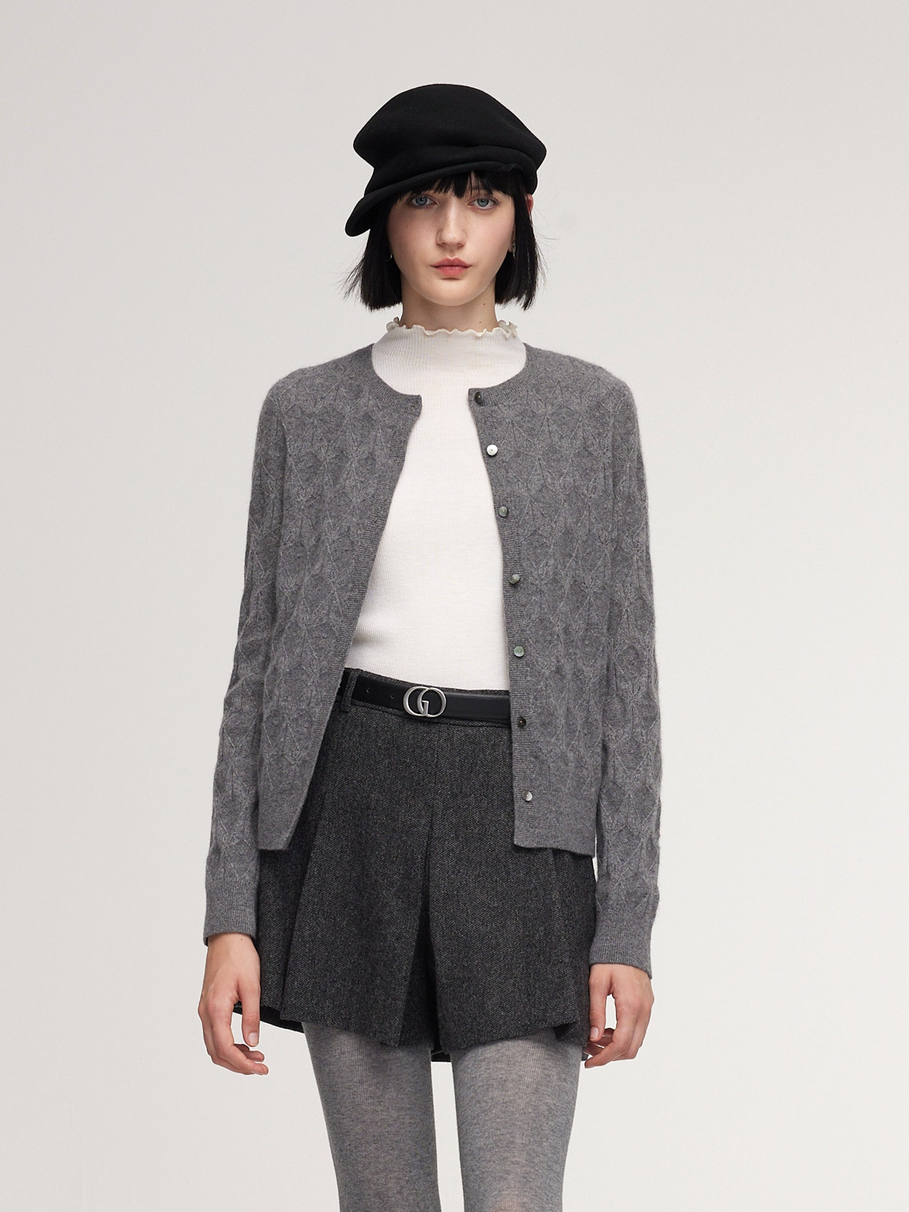 [Preview] 100% Cashmere Jacquard Women Cardigan GOELIA