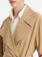 22 Momme Mulberry Silk Women Trench Coat With Belt GOELIA