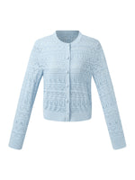 Cotton Openwork Women Round Neck Cardigan GOELIA