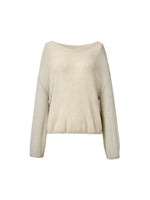 Cashmere Mulberry Silk Blend Boat Neck Women Knit Top GOELIA