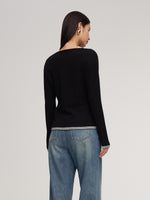 100% Wool Faux Two-Piece Women Knit Top GOELIA