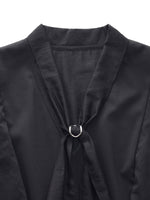 Lyocell Blend Ruffle Sleeve Women Blouse With Detachable Scarf Buckle GOELIA