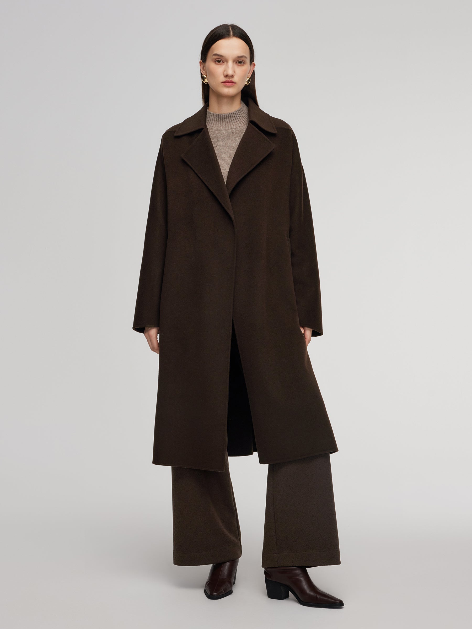 100% Wool Double-Faced Women Wrap Overcoat GOELIA