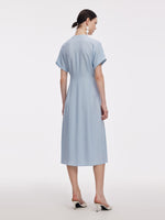 100% Acetate Adjustable Waist Women Midi Dress GOELIA