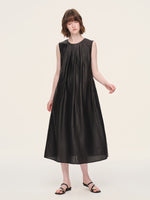 12MM Gambiered Canton Gauze Reversible Women Sleeveless Maxi Dress GOELIA