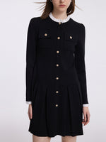 Ruffle Collared Single-Breasted Pleated Women Mini Dress GOELIA
