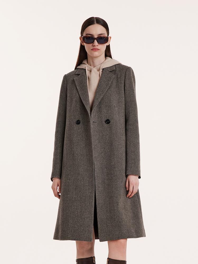 Washable Wool Notched Lapel Women Coat GOELIA