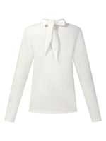 Triacetate Tencel Blend Tie Neck Women Knit Top GOELIA