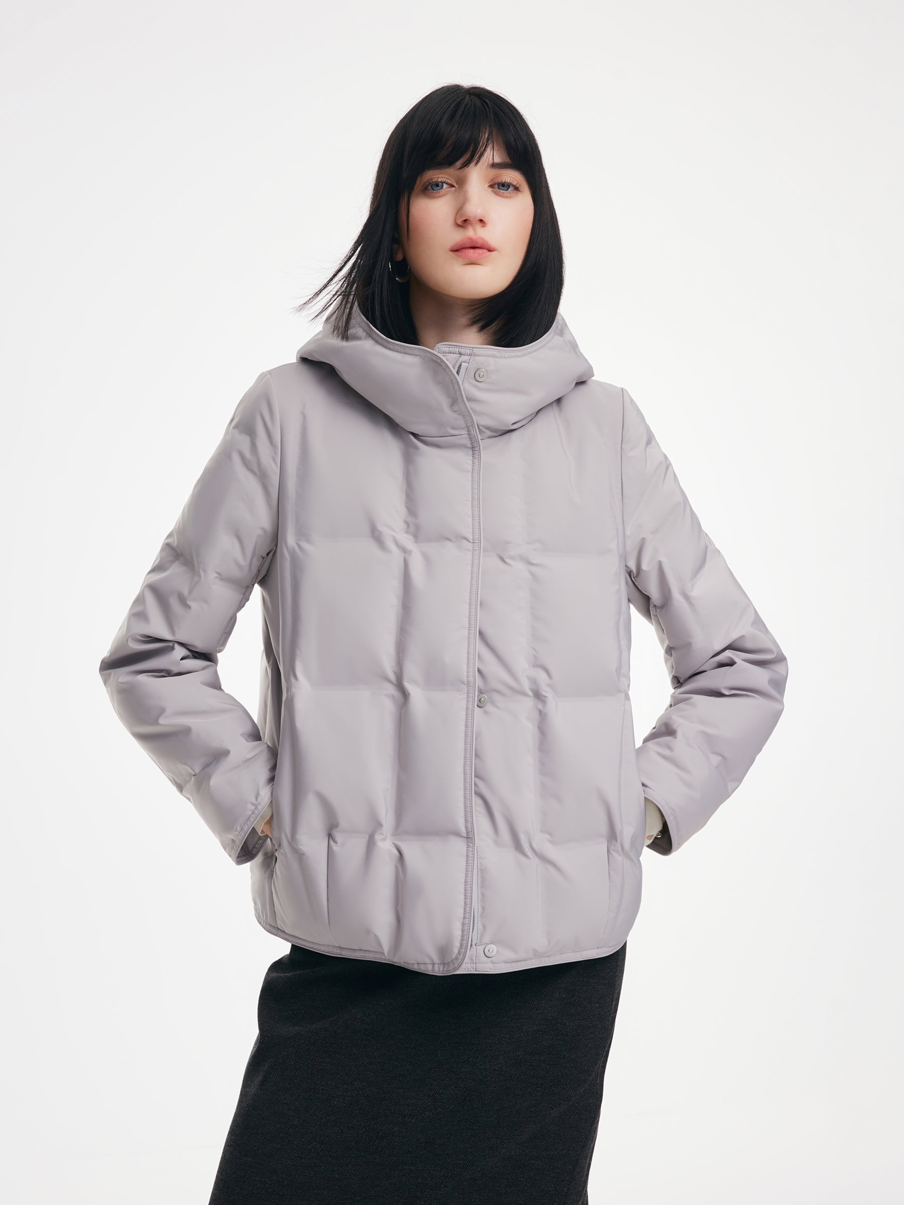 [Preview] Hooded Goose Down Cropped Jacket GOELIA