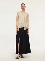 Lyocell Blend Ruffle-Detailing Women Tank Top GOELIA