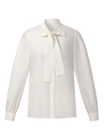 [Preview] Acetate Blend Lace Bow Tie Women Shirt GOELIA