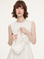 100% Cotton Bubble Hem Women Sleeveless Maxi Dress With Bag GOELIA