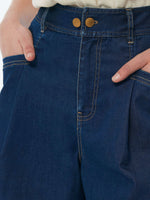 Denim Stretch Adjustable High-Waisted Women Shorts GOELIA