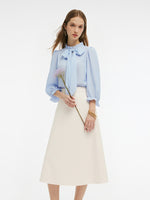 Acetate Blend Ruffle Blouse And Skirt Two-Piece Set GOELIA