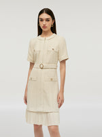 Wool Blend Tweed Women Mini Dress With Belt GOELIA