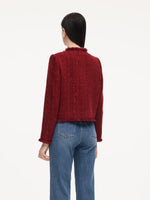 Wool Blend Tweed Sequins Fringe Trim Women Jacket GOELIA
