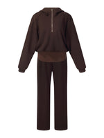 Half-Zip Hoodie And Pants Knit Two-Piece Set GOELIA