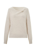 100% Merino Wool Shimmer Women Sweater With GO Letter Clip GOELIA