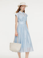 Tencel Blend Women Midi Shirt Dress With Slip GOELIA