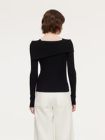 100% Wool Boat Neck Women Knit Top GOELIA