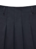 100% Wool Side Slit Women Pleated Skirt With Belt GOELIA