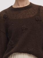 Mohair Wool Blend Women Hand-Crocheted Floral Sweater GOELIA
