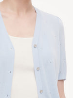 Tencel Wool Blend Rhinestone Women V-Neck Cardigan GOELIA