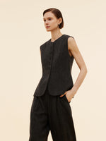 100% Washable Wool Women Button Down Vest GOELIA