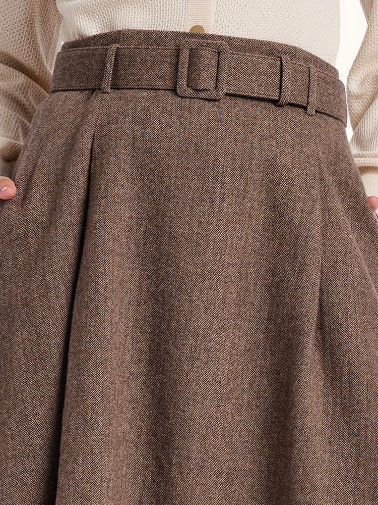 Knee-Length Washable Woolen Skirt GOELIA