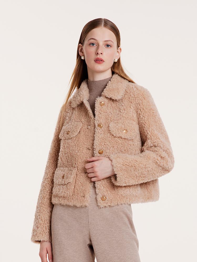 Beige Pure Wool Short Jacket GOELIA