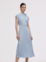 22MM Mulberry Silk Women Midi Dress With Two Silk Scarves GOELIA